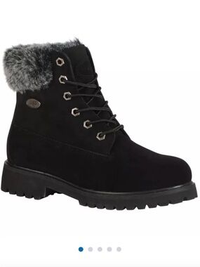 Women Lugz Black Faux Fur Lined Lace-Up Ankle Boots